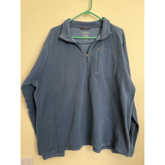 LL Bean Trail Fleece Sweater Mens XL Blue Long Sleeve 1/4 Zip Pullover - Picture 1 of 6